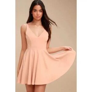 NWT Lulu's‎ Women's Size Medium Darling Delight Skater Dress Peach Pink